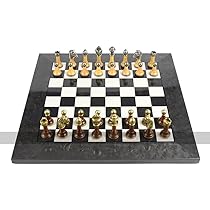 Italian Arabesque Metal Staunton Chess Set by Italfama