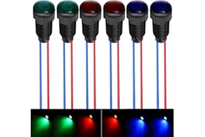Gebildet 6 Piezas Rojo/Azul/Verde indicador LED luz piloto 110-220VCA tamaño del Orificio de Montaje 10mm (Carcasa de plástico Retardante de Llama)