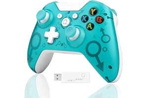 SEMAIKI Wireless Controller for Xbox One, Xbox Wireless Controller PC Gamepad with 2.4GHZ Wireless Adapter, Compatible with Xbox One/One S/One X/One Elite/Xbox Series X/PS3 /Windows 7/8/10 Black (Green)