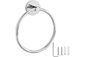 MENGH-SHOP Toalleros de Aro de Acero Inoxidable Toallero de Anilla Redondo Estilo Montado en Pared Anillo de Toalla Soporte de Toalla con Accesorios de Fijación (Plata)