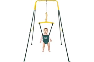 FUNLIO Sauteur de Porte pour Bébé avec Support pour 6-24 Mois, Porte Bounce Jumper pour Jouer en Intérieur/Extérieur pour Bébé Fille/Garçon, avec Chaîne Réglable, Facile à Assembler et à Ranger-Vert