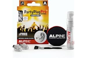 Alpine PartyPlug Pro Tapones para los oídos para Fiestas, festivales de música y conciertos - Cómodo material hipoalergénico + Estuche llavero - Tapones reutilizables - Transparente