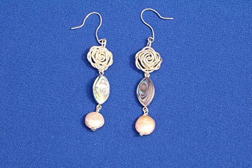 STERLING SILVER EARRINGS WITH MOP AND PALUA