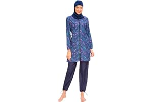 ABEUTY Muslimische Damen-Bademode, voller Anzug, Übergröße, Burkini, islamisch, bescheidener Druck