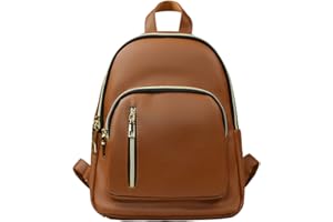 YANAIER Women Leather Backpack Rusksack Ladies Fashion PU Leather Casual Daypack Travel Bag Schoolbags Brown