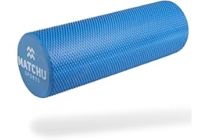 MATCHU - Rouleau de massage pour fascias - Disponible en doux, moyen et dur - Disponible en 33 x 14, 45/90 x 15, 31 x 10 et 46 x 13 cm - Disponible en noir, bleu et orange (bleu, 45 x 15 cm - souple)
