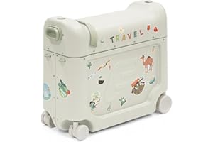 Stokke JetKids BedBox, Sea Green - Aufsitzkoffer für Kinder von 2-7 Jahren (bis 35 kg) - Lässt Sich in EIN Bett verwandeln - Inklusive Matratze, dekorativen Aufklebern & verstellbarem Tragegurt