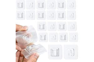 WOXJENA Klebehaken 20 Paar Set Transparent，Klebehalterung, kein Bohren erforderlich, selbstklebende doppelseitige Wandhaken，abnehmbar, geeignet für Küche, Bad, Wohnzimmer