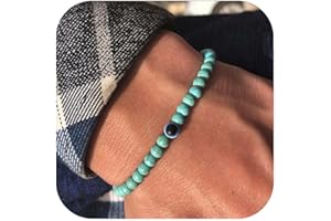 Lameybrt Natürlicher Achat Böses Auge Armband für Herren, Schutzarmband