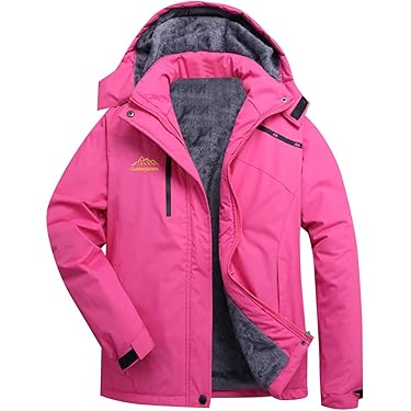 TACVASEN Vrouwen Functiejas Wandel Winterjas Winddicht Waterdicht Regenjas Warme Fleece Snowboardjas Weerjas Roze-grijs, S