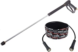 TECHKAR Pistola de Hidrolimpiadora M22x1,5 280bar con Manguera de Alta Presión DN6 y Lanza de 900 mm - Piezas y Accesorios de Hidrolimpiadora - Boquilla para Limpiador de Alta Presión - 15 m