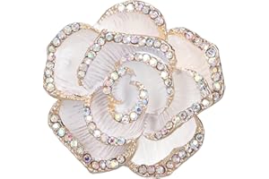 DEROR Spilla Spilla, Spilla Fiore a Forma di Camelia Spilla Elegante Squisita Impreziosita per Vestiti da Donna Sciarpa di Seta Decorazione Regalo(Bianco)