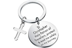 bobauna St Christopher Traveller Keychain St Christopher Holy Patron of Travellers Protect and Lead Me Safely On My Journey Religious Safe Travel Gift