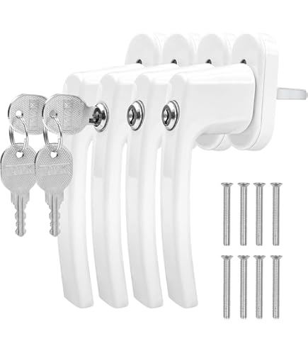 Home Security 4 Sets Sliding Window Locks With Key - Adjustable Aluminum Security Locks For Vertical & Horizontal Windows Patio Door Lock