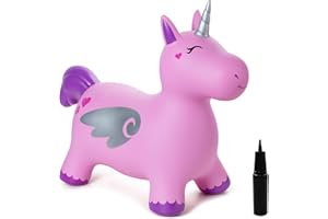 U&C Planet Hüpftier, Einhorn Hüpfpferd Animal Hopper,100kg Tragfähigkeit, Animal Hopper Springpferd für Kinder 1-6 Jahre, Geschenk für Geburtstag & Weihnachten, Indoor & Outdoor