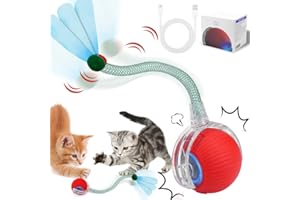 QUIXION Katzenspielzeug Elektrisch, Interaktives Katzenspielzeug Katzenball, magic ball hund, Chewie Rolling Ball, Interaktives Katzenspielzeugs mit Libellenschwanz Unregelmäßige Bewegung Rollender Bal
