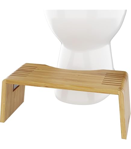 Bambus Toilettenhocker - 17,5 Cm Hoch, 43,2 Cm Lang, Mit Anti-Rutsch, Für Erwachsene & Kinder