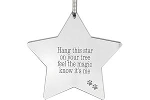 OH SO PRECIOUS PET KEEPSAKES Mirrored Acrylic Pet Memorial Hanging Star Christmas Decoration | Dog/Cat Paw Prints | Remembrance Gift | 10cm x 10cm