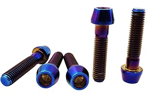 RISON-TITANIUM Lot de 5 Boulons en Titane de Tige de Vélo, M6 Vis de Potence de Vélo, Vélo Boulons de Tige Fixes s, Vis de Tige de Bicyclette pour MTB Vélo de Route de Montagne