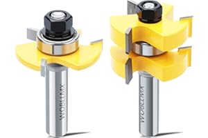 WOBLLMX 2 Stücke Groove und Tongue Zunge und Nut Set,8mm Schaft 3 Zähne Einstellbare T Form Holzbearbeitung Fräser Set,Oberfräser Holzbearbeitung Fräsen Holzschneider Werkzeug