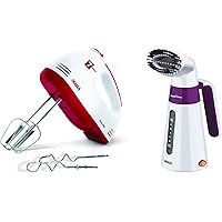 Inalsa Hand Mixer Easy Mix-200W with 7 Speed Control& Detachable Stainless-Steel Finish Beater & Wh & Garment Steamer Handy Steam-600W with Detachable Fabric Brush & 120ml Capacity, White/Purple Combo