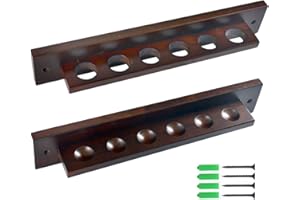 rockible Soporte para Tacos de Billar de Pared con Tornillos de Madera para 6 Tacos Soporte de Pared para 6 Tacos de Billar para Sala de Juegos Club Centro Com