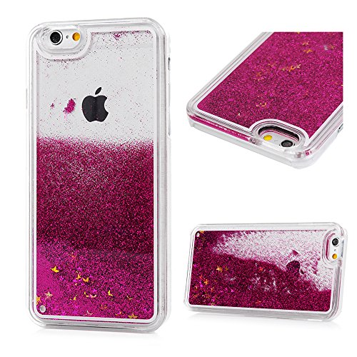 Badalink Iphone6/6S Slimcase Hülle PC Treibsand Flüssige Liquid Bling Hülle Case Glitzer Glitter Shiny Glanz Sparkle Sterne Star Weich Flexibel Einteilige Handyhülle Soft Leicht Stoßstangen Case Rosarot