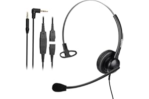 Mairdi 2,5mm Telefon Headset mit Noise Cancelling Mikrofon CallCenter Headset Festnetztelefone Kopfhörer für Panasonic Cisco SPA Linksys Siemens Gigaset Grandstream Polycom DECT Schnurlostelefon