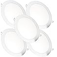JANDEI – Pack 5 x Recessed LED Downlights, 18W, 1440 Lumen, Round Shape, Recessed Hole Ø 200- Ø 205 mm, Extra-Flat 13 mm Depth, Transformers Included (Warm White 3000k) [Energy Class F]