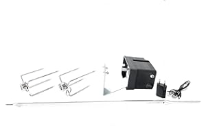 ALLEGRI Tournebroche électrique pour Weber Genesis II Series 300 - Alimentation USB - Réglage de la vitesse - Broche et fourche à viande en acier inoxydable Charge 12 kg