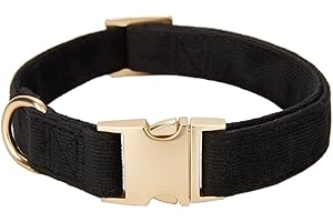 YUDOTE Ultraweiches Hundehalsband natürliche Baumwolle Cord für Kleine Hunde mit empfindlicher Haut,Schwarz
