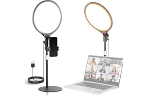 NEEWER Basics 10,5" Desk Ring Light w Stand/Phone Holder/Timer, Full Screen 15W Dimmable LED Selfie Panel Lighting für iPhone Aufnahme Streaming Laptop Webcam Video Konferenz, USB A Power ONLY, R10