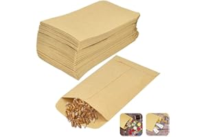 DECARETA 100 Pezzi Buste per Monete Kraft, Buste per Semi Marroni, Aacchetti per Monete, Portaconfetti Matrimonio per Piccoli Oggetti Salari, Monete, Banconote, Perline o Semi (11,6x6 cm)