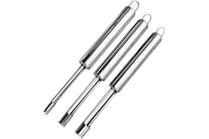 WANGZHENXI 3 descorazonadores de manzanas, descorazonadores profesionales de acero inoxidable con gancho para colgar, ayudantes de cocina para frutas y verduras (3 tamaños, 1,0/1,4/2,0 cm)