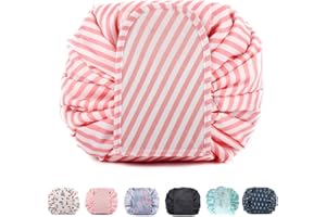 ZIMOHE Trousse de Toilette Fille Sac Cosmétique de Stockage Paresseux Trousse de Maquillage Cosmétique Grande Taille Portable Conception de Mode Extérieur étanche Quick Pack Double Sacs Magiques (Rose)