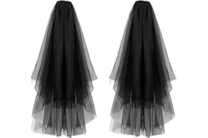 UILYNIU 2 velos de novia cadáveres, velo negro, disfraz de novia de cadáver, accesorio de Halloween, velo de viuda negra, sombreros de despedida de soltera, velo de boda con peine para boda, despedida