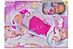 Nenuco - dormi con me con baby monitor, bambola morbida 35 cm con baby monitor e lettino, con accessori, per bambine/i dai 2 anni, Famosa 700014485