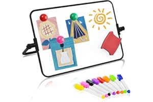 SIYINGSAERY White Board Magnetisch Desktop Whiteboard mit Ständer A4 Kleine Magnettafel Weiß Dry Erase Board Doppelseitig Whiteboardständer mit Whiteboard Stifte Magnete Radiergummi für Schreibtisch
