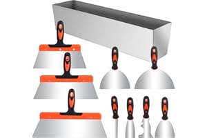 BLYEMICHDI 10 Pcs Couteau à Enduire, Couteau à Mastic en Acier Inoxydable, Spatule à Mastic Antirouille pour Grattage de Papier Peint, Cloison Sèche, Spatule Bricolage 1/2/3/4/6/8/10/12/14 Inch