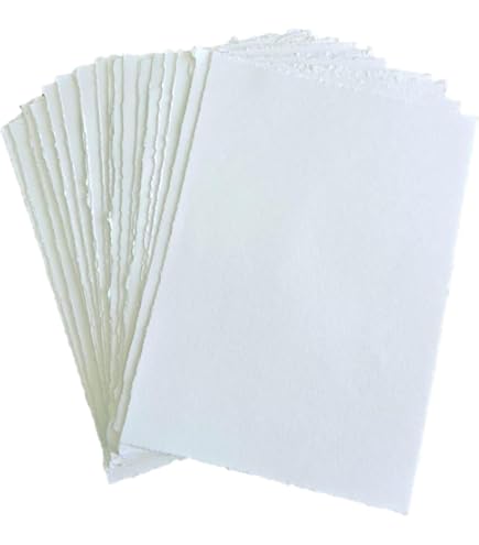 thumbnail image 2 of OVERDOSE Deckle Edge Paper - Pack Of 50 - Handmade Blank Light Yellow Sheets - Paintings, Drawings, Letters, Stationery - Thick 200 GSM - Size 6x4 Inches 2 of 10
