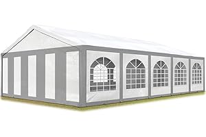 TOOLPORT Hochwertiges Partyzelt 5x10 m Pavillon Zelt PE Plane 450 N Gartenzelt Festzelt Bierzelt Wasserdicht grau-weiß