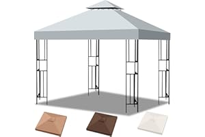 BSTECIAR Toldo Pergola Recambio 3x3m, Pergolas de Jardin Cubierta de Repuesto de Gazebo Pabellón Exteriores, Doble Niveles Carpas para Exteriores con Orificios de Drenaje y Ventilación