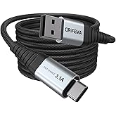 GRIFEMA USB-A to USB-C Cable 2m, Fast Charge 3.1A QC3.0 | Nylon Braided, Compatible with iPhone 16 15 Pro, Samsung, Huawei, G