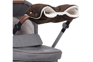 JNIBURY Scaldamani per passeggino, taglia universale, per passeggino, passeggino (marrone), con caldo pile, per passeggino, impermeabile e antivento, mantiene le mani calde in inverno, 53/25/16CM