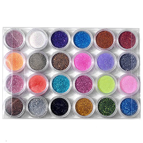 Ayliss® 24Colours Nail Art Glitter Powder Dust Shimmer Tips Decoration