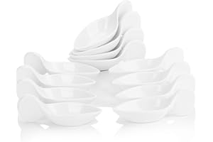 MALACASA 12pcs Bol à Sauce Tapas Apéritif Snack Bowl en Porcelaine Céramique Blanc Taille Petite! 11.5 * 4.5 * 4cm Service Vaisselles