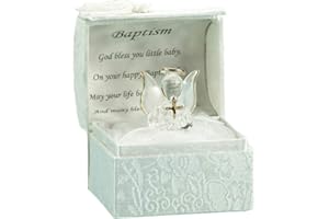 ONLINESTREET Ange en cristal de baptême sculpté à la main en or 22 carats