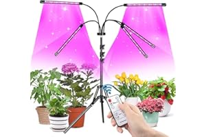 Niello lampada per piante con supporto, Lampada da coltivazione con telecomando, luce per piante a spettro completo per piante alte e grandi da interno, supporto per treppiede regolabile 30-150cm