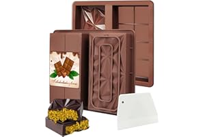 MRUN BONE Schokoladenform Silikon Tief 2 Stück Schokoladen Form Mit 1 Schaber, Silikonform Schokoladentafel Extra Tief Schokolade Form für Schokolade Praline Süßigkeiten