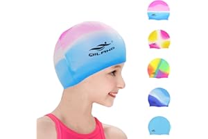 HEAWAA Swimming Cap for Children, Stretchy Silicone Swimming Cap Non-Slip Waterproof Swimming Caps for Long and Short Hair Boys Girls
